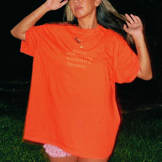 busy.watching women's tennis unisex tee orange